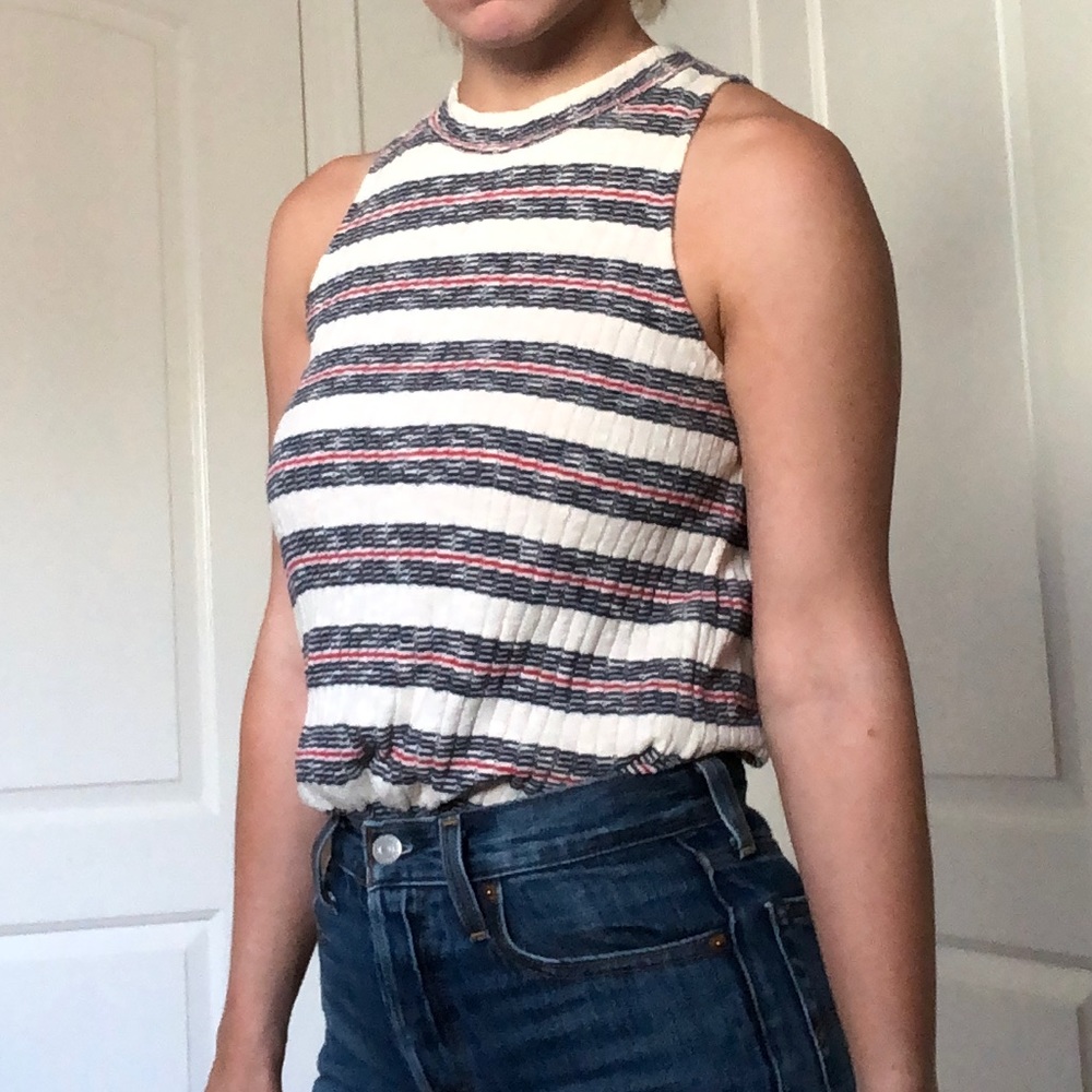 Madewell Mockneck Tank Top in Lawton Stripe